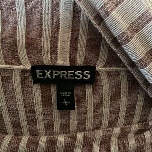 Express Chocolate/purple  and Cream ribbed  Top